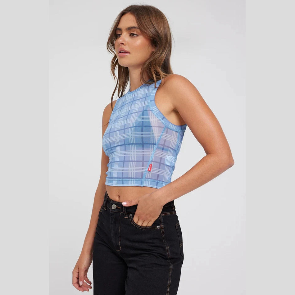 Worship hangtime mesh tank top - blue fog