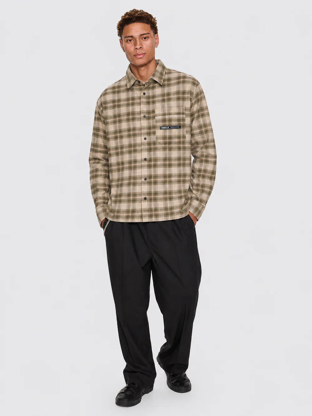THRILLS Paradise Built Barrio Long Sleeve Flannel Shirt - Military green