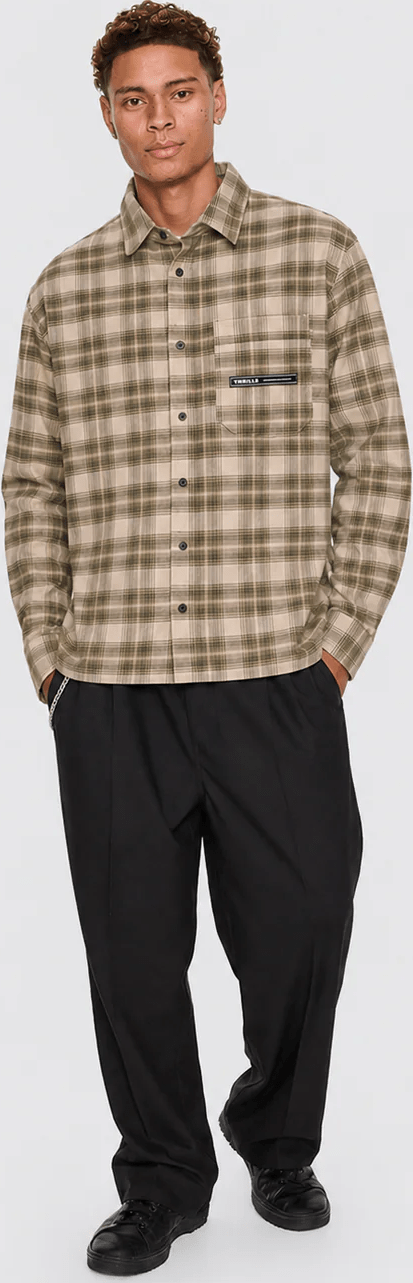 THRILLS Paradise Built Barrio Long Sleeve Flannel Shirt - Military green
