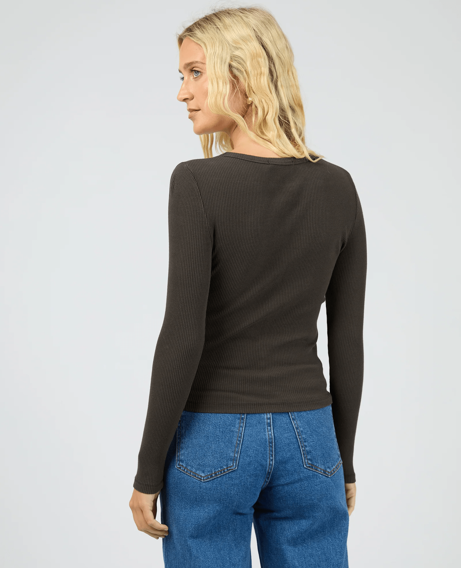 ALL ABOUT EVE. Eve Rib Baby LS Tee - Washed Black