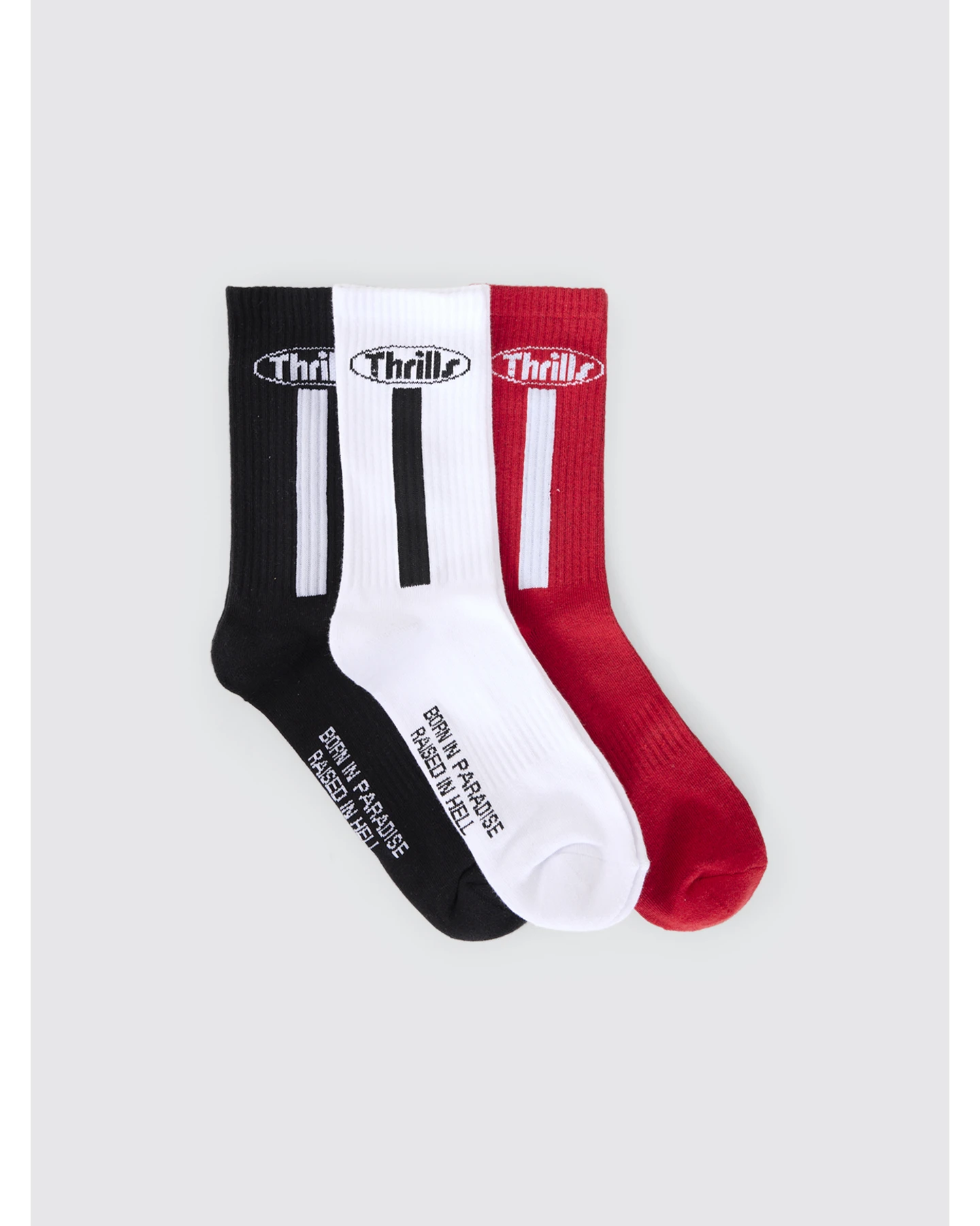 THRILLS Val For The Win 3 Pack Sock - White - Black - Scarlet