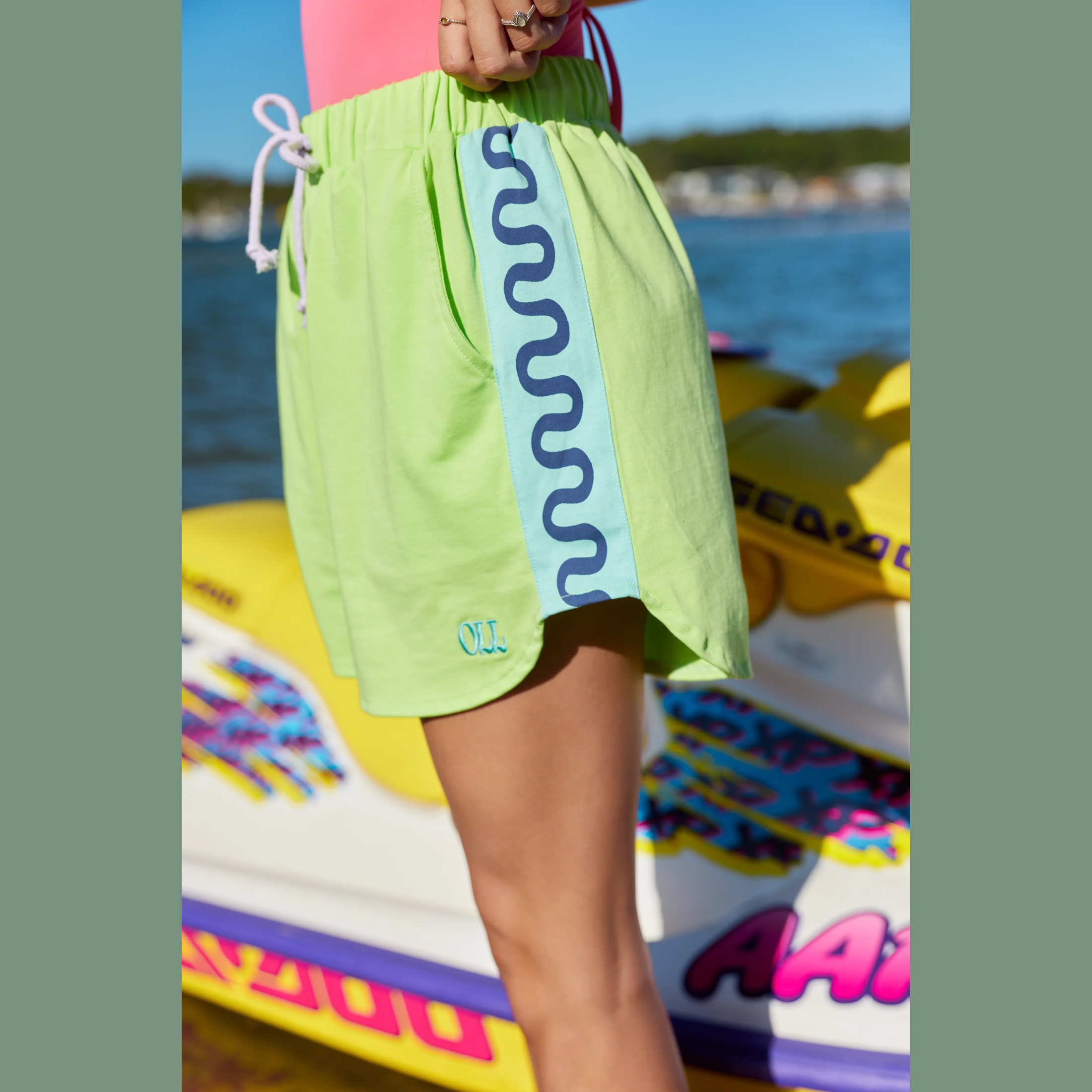 ONLY LOVERS LEFT Wave Racer Shorts - Chartreuse
