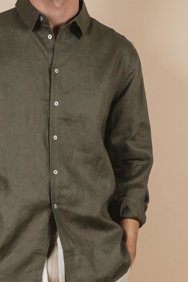 Kore amalfi linen shirt - pine