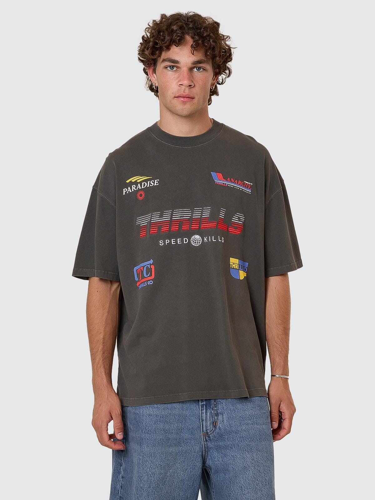 THRILLS Anarchy in paradise box fit oversize tee - Merch black