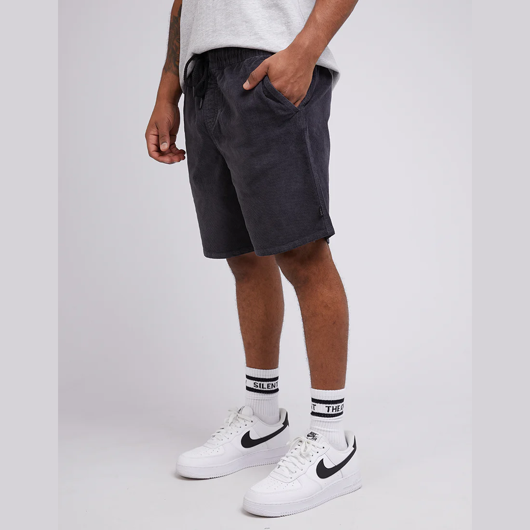 SILENT THEORY Cord short - Washed black