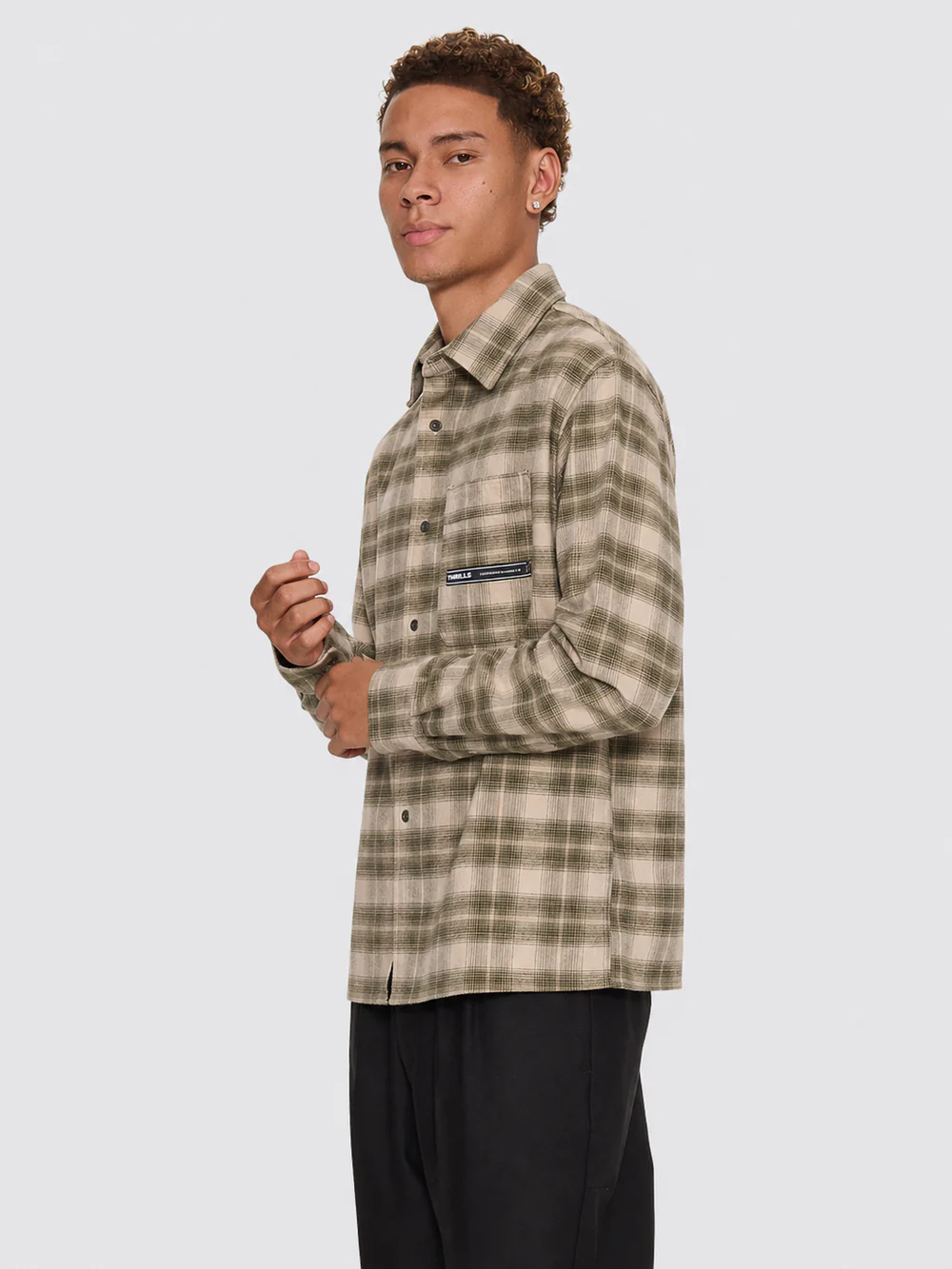 THRILLS Paradise Built Barrio Long Sleeve Flannel Shirt - Military green
