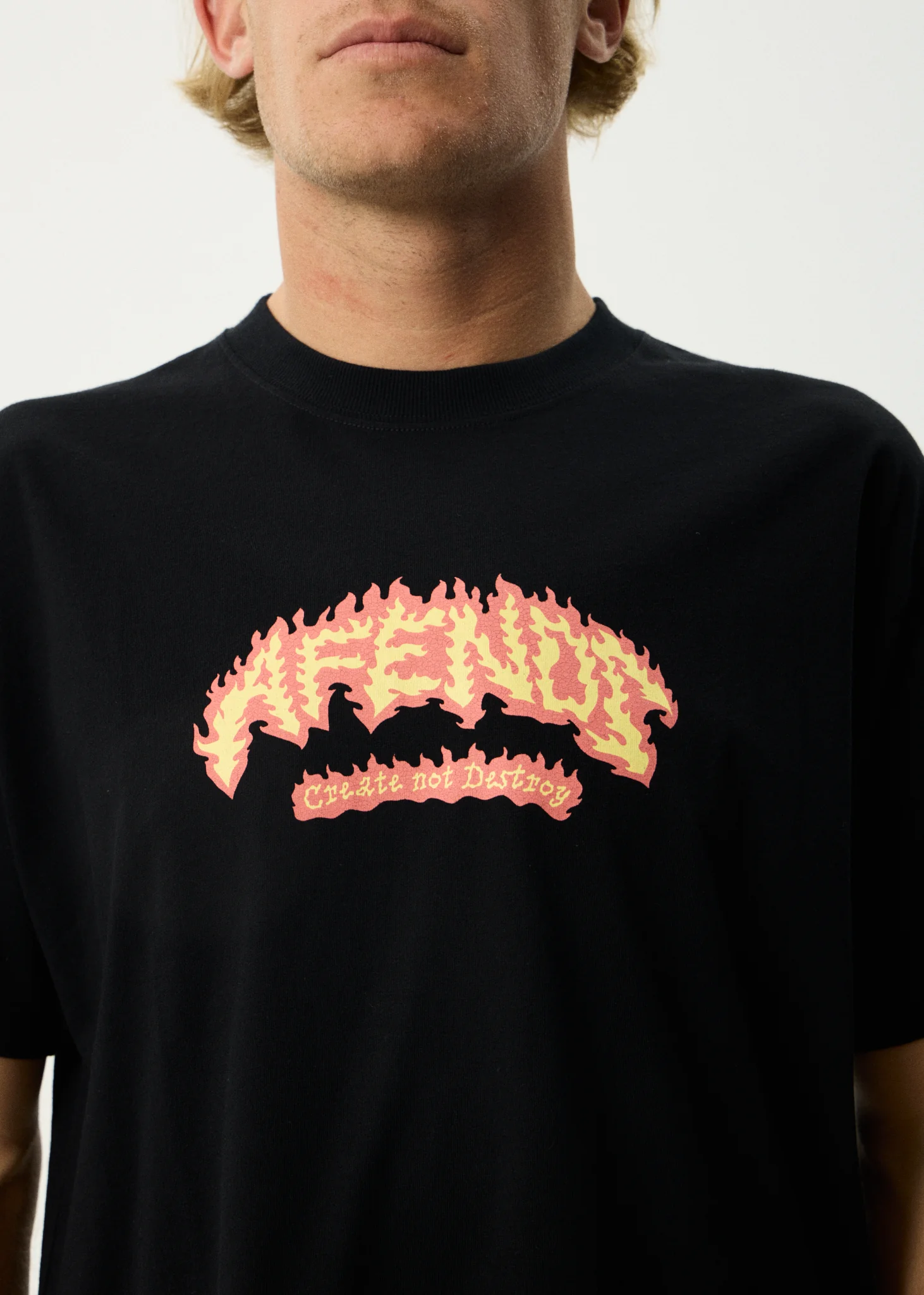 AFENDS Flame On- Boxy Tee - Black