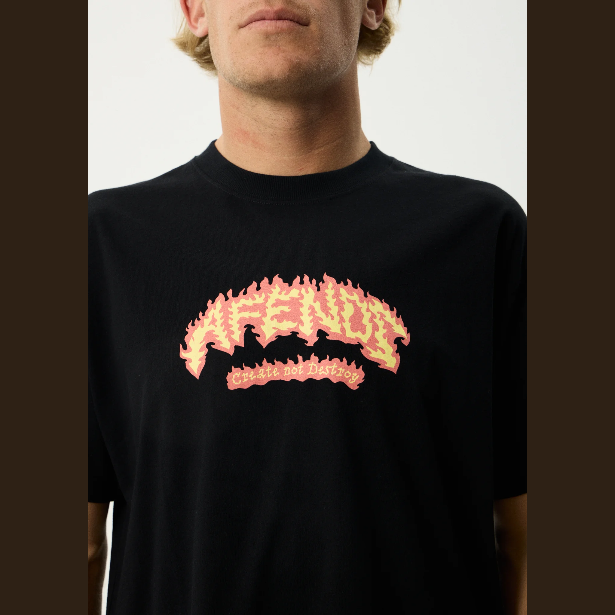AFENDS Flame On- Boxy Tee - Black