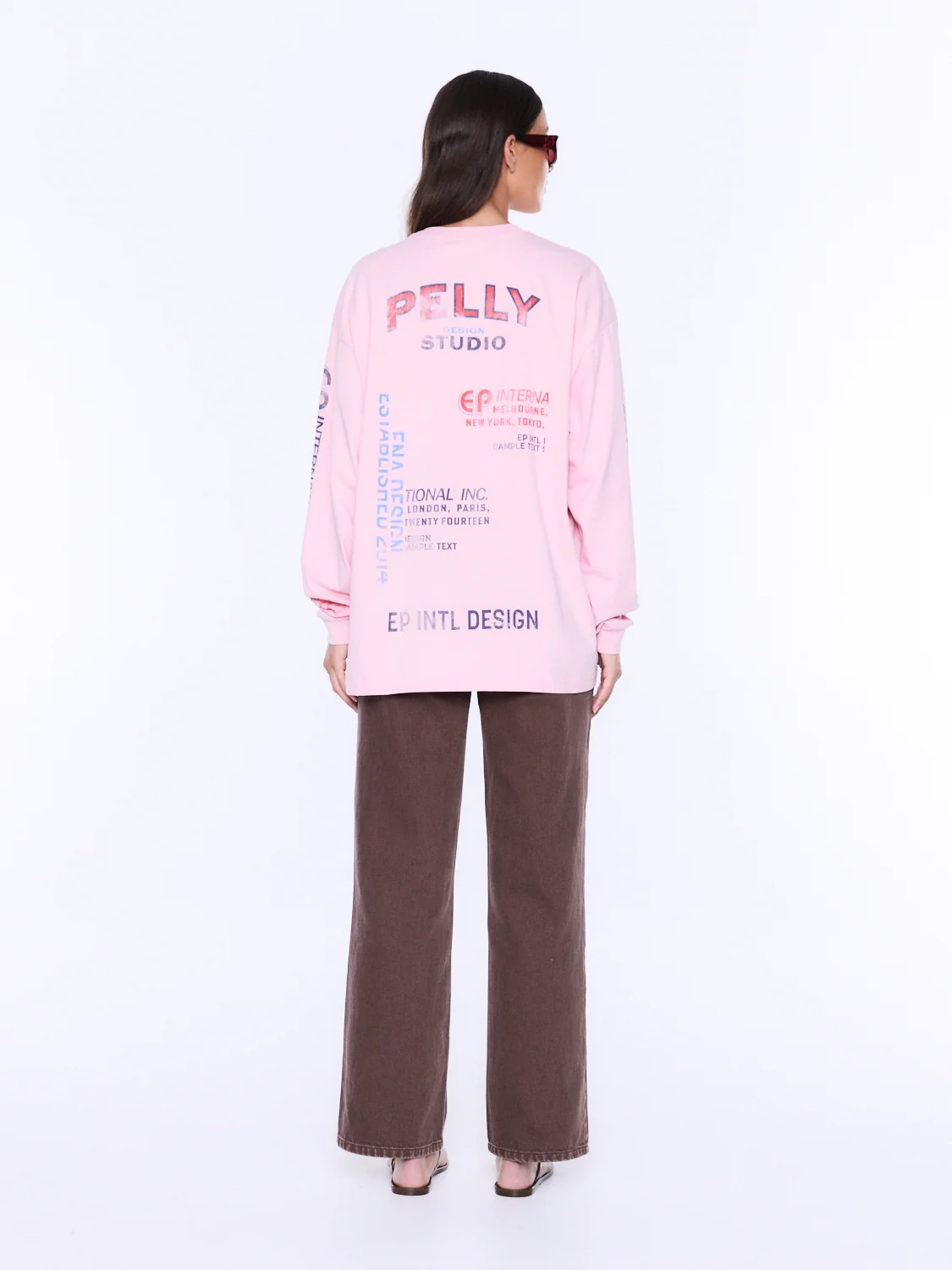 ENA PELLY Hailey long sleeve cuffed tee - Blush pink