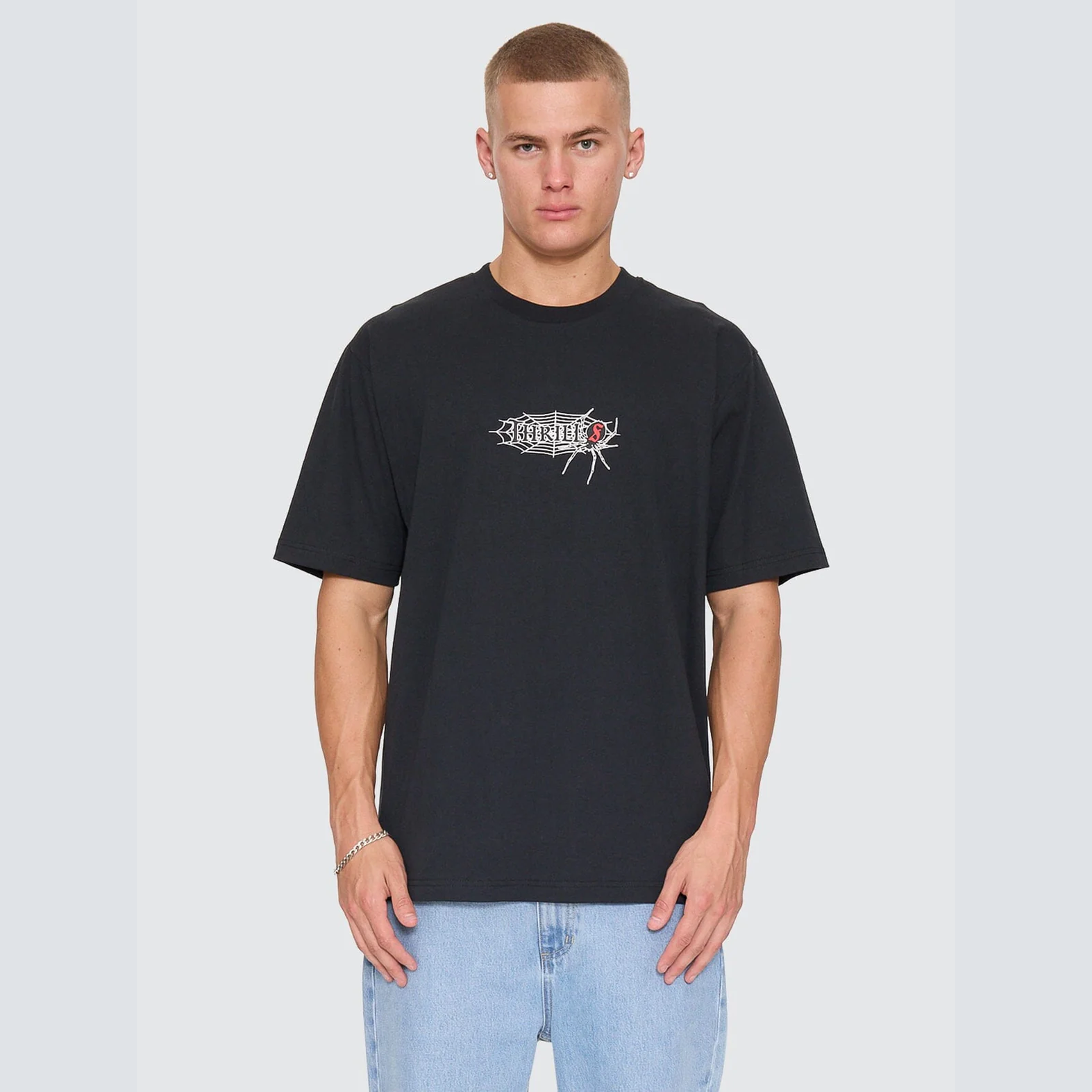 Thrills Web Of Deceit Oversize Fit Tee - Washed Black