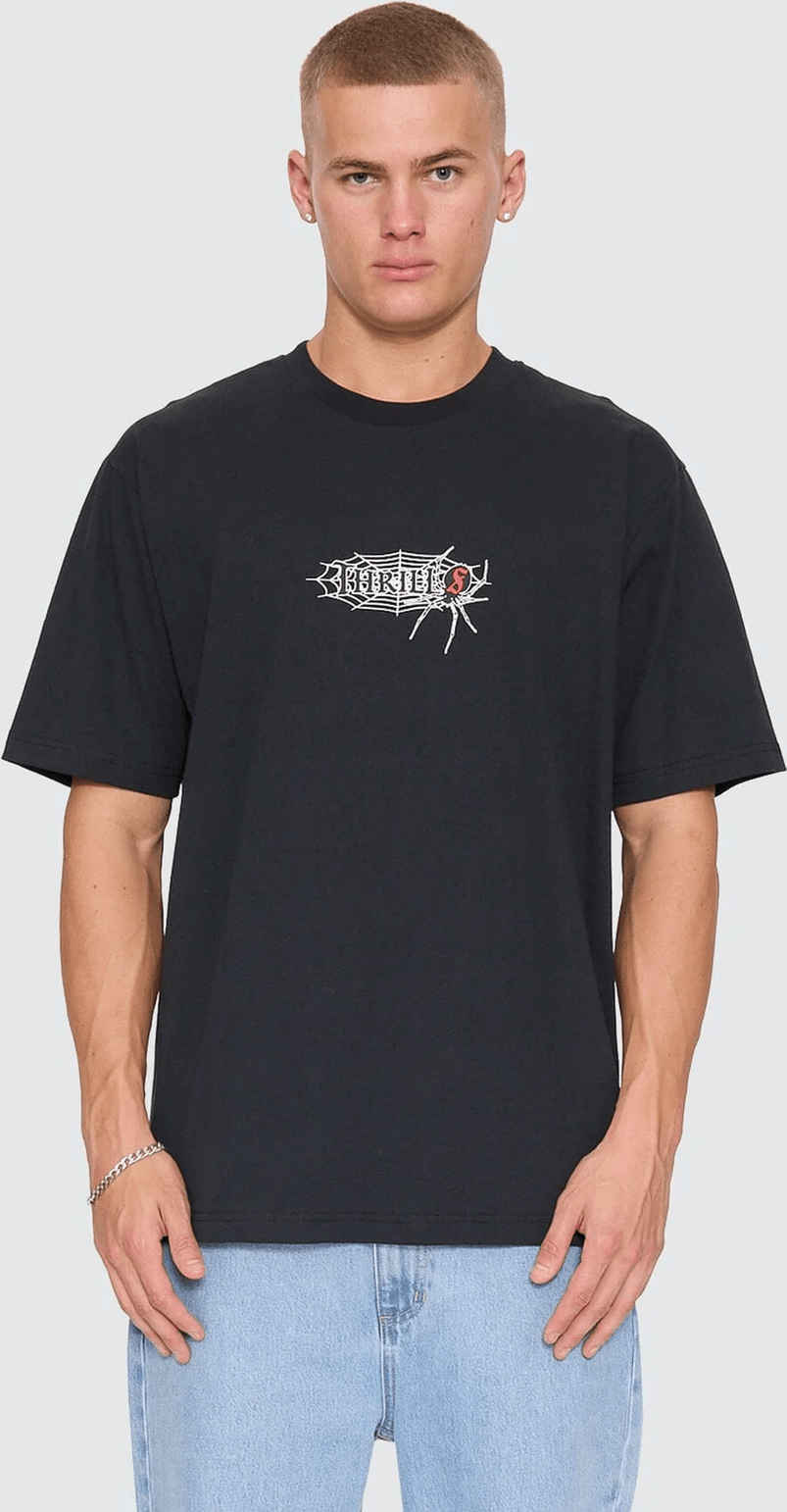 Thrills Web Of Deceit Oversize Fit Tee - Washed Black