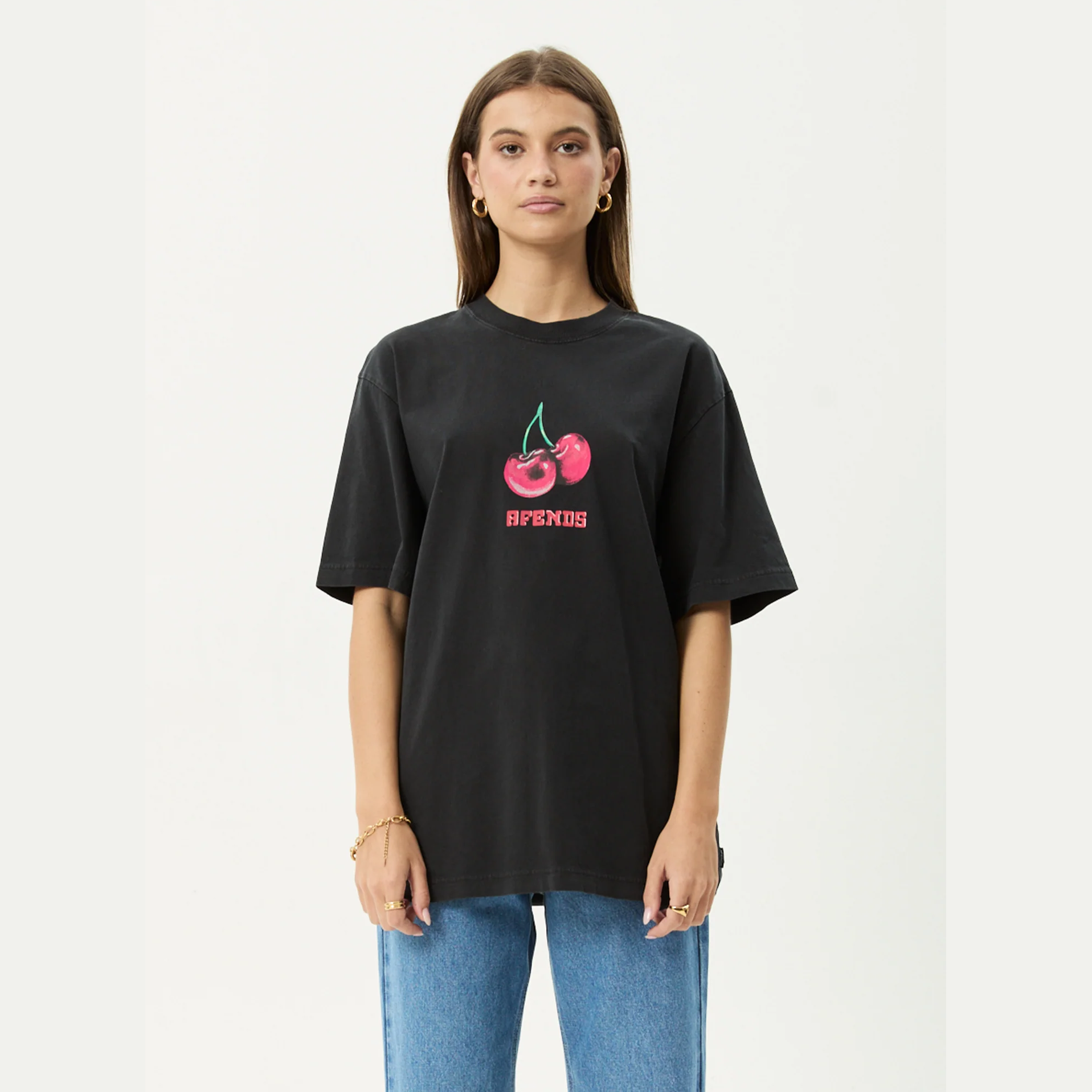 AFENDS Abiza- Retro Tee - Stone black