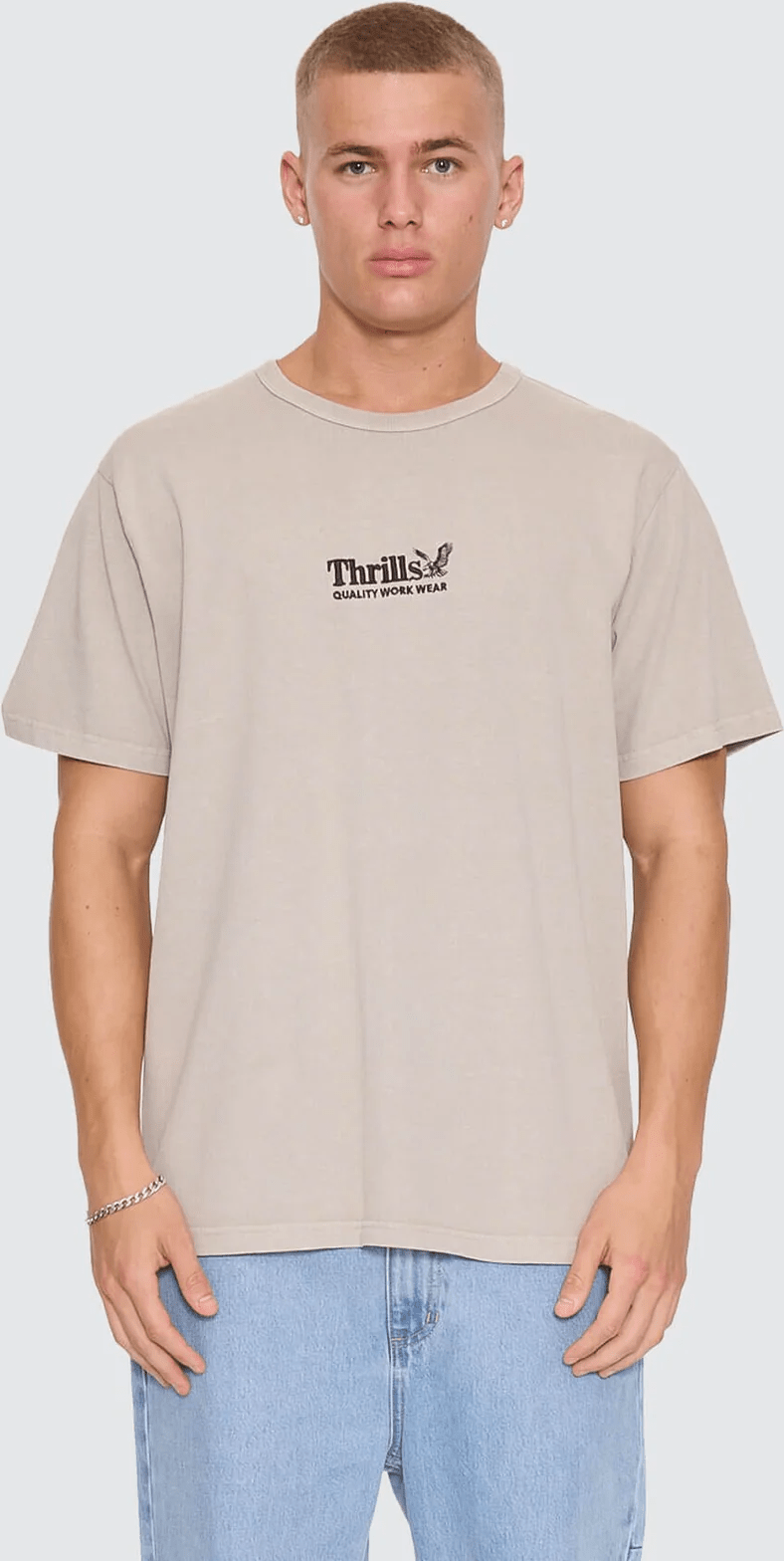THRILLS Thrills Workwear Embro Merch Tee - Pumice stone