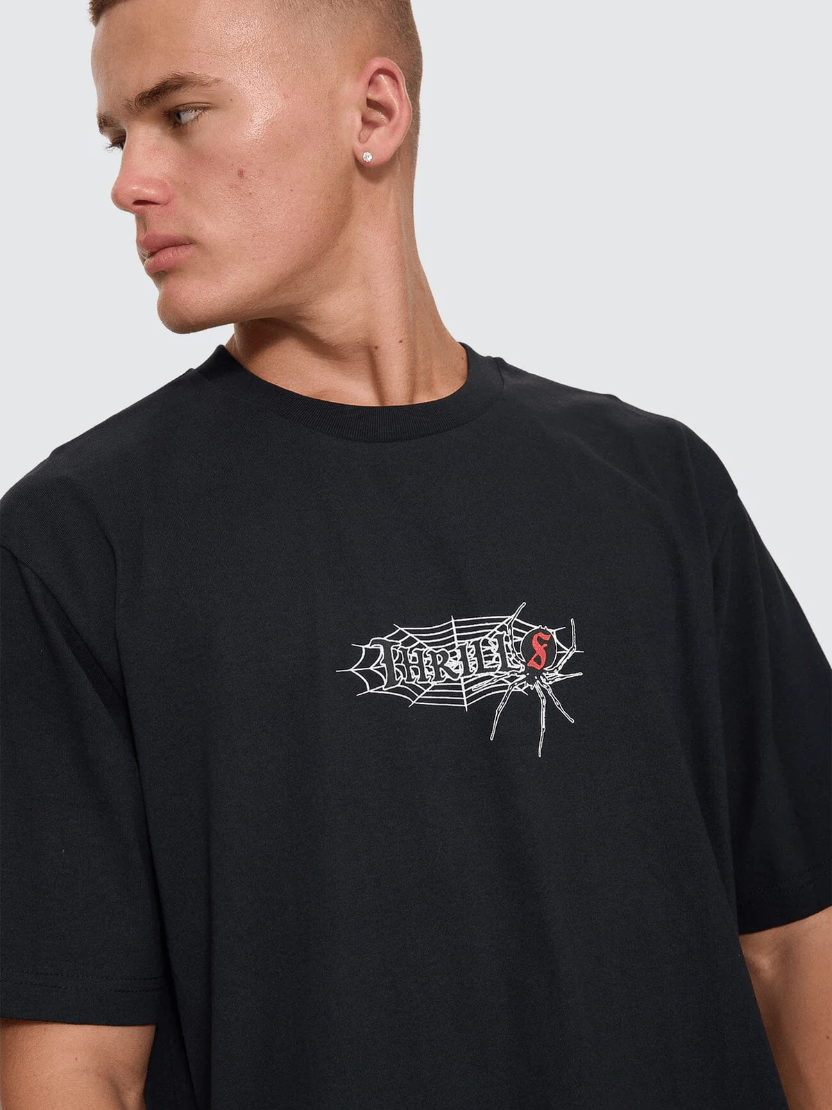 Thrills Web Of Deceit Oversize Fit Tee - Washed Black