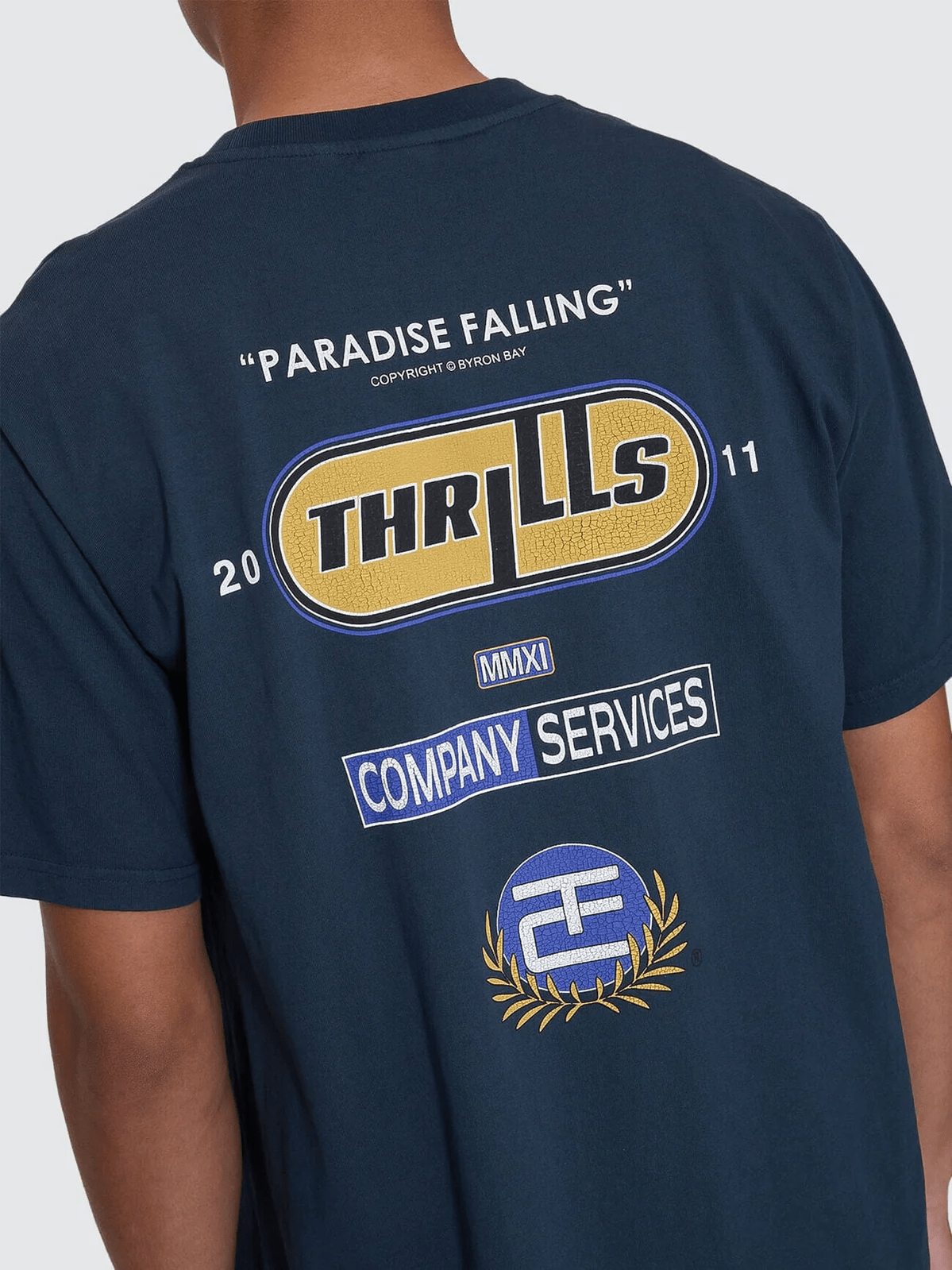 Thrills Paradise Falling Merch Fit Tee - Federal Blue