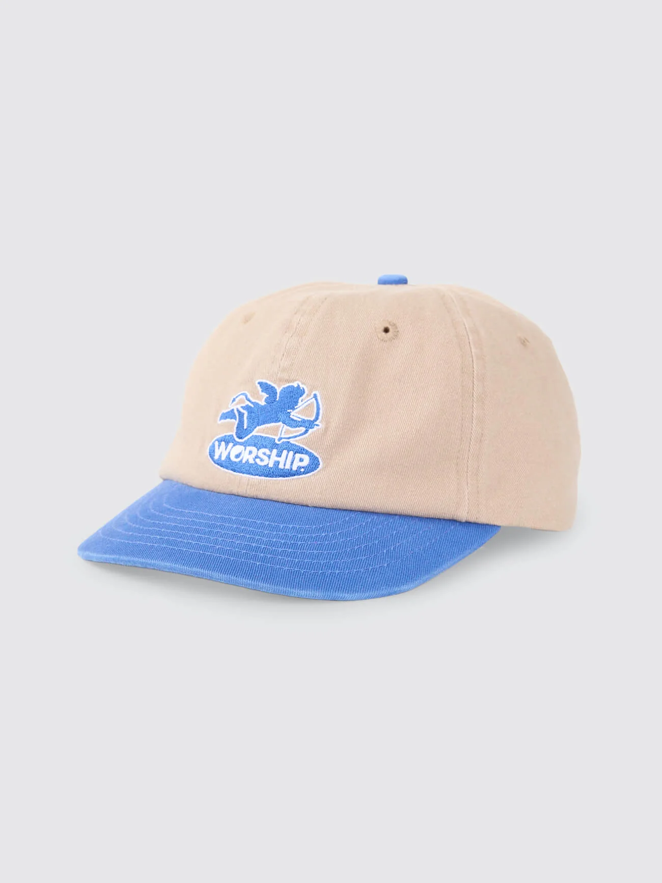 WORSHIP Shadow Cherub 6 Panel Short Brim Hat - Blue - Tan