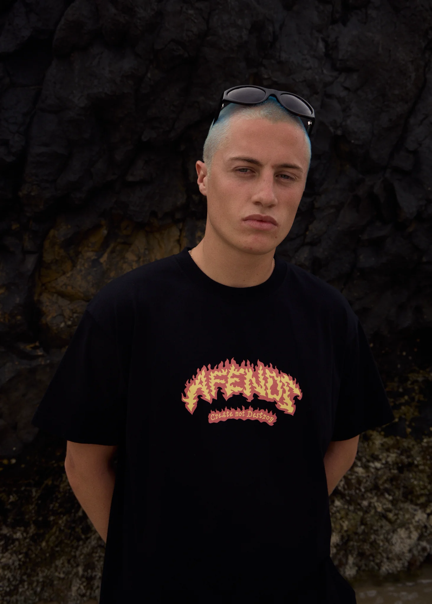 AFENDS Flame On- Boxy Tee - Black