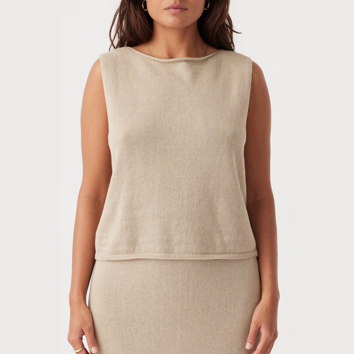 ARCAA Poppy Organic Cotton Linen Reversible Vest - Taupe