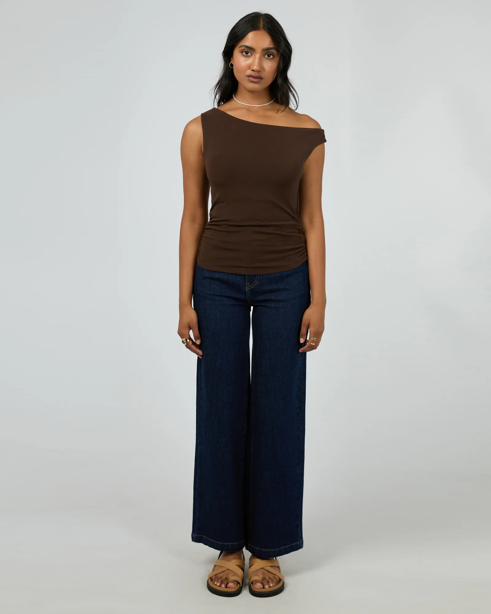 ALL ABOUT EVE Kylie Off Shoulder Top - Brown
