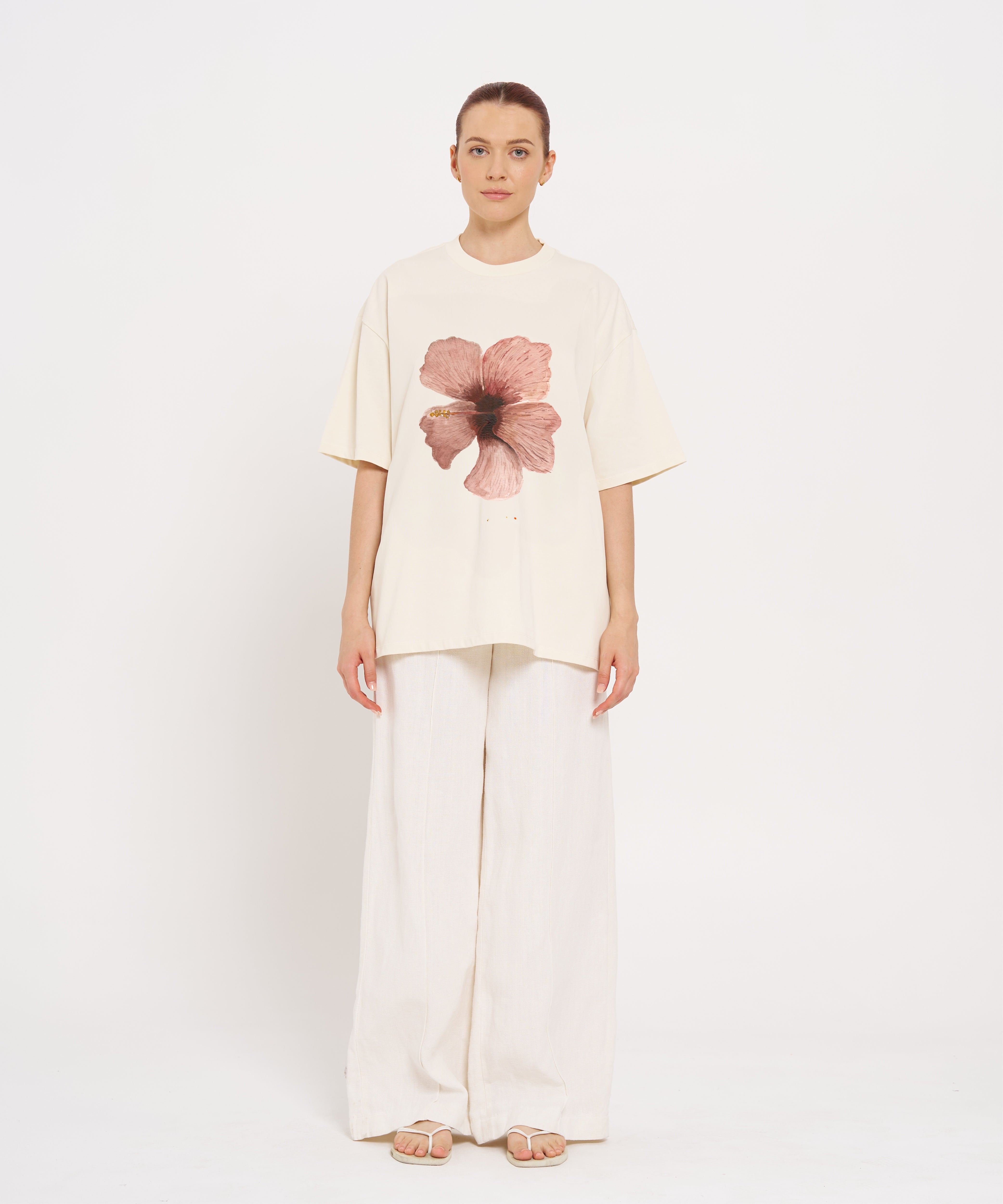 MAKU THE LABEL Burgundy Hibiscus Oversize Tee