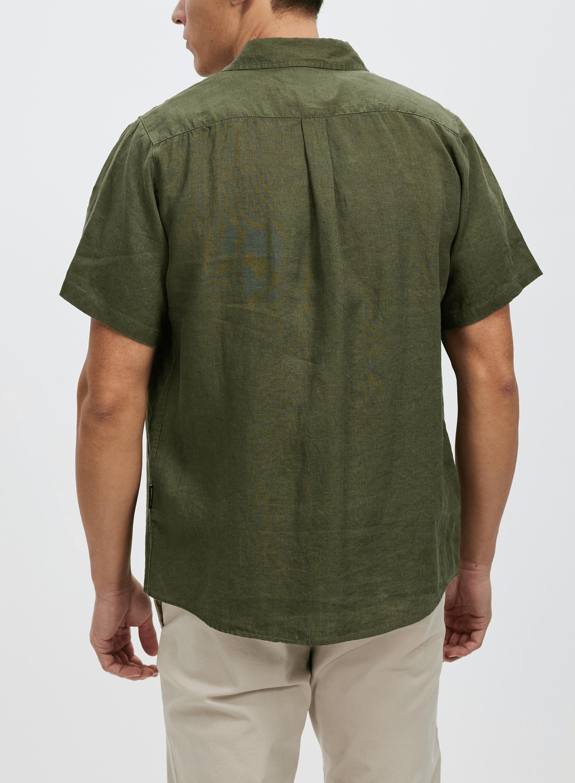 Mr simple linen short sleeve shirt - fatigue