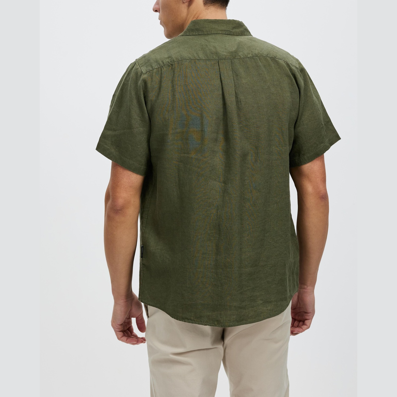 Mr simple linen short sleeve shirt - fatigue