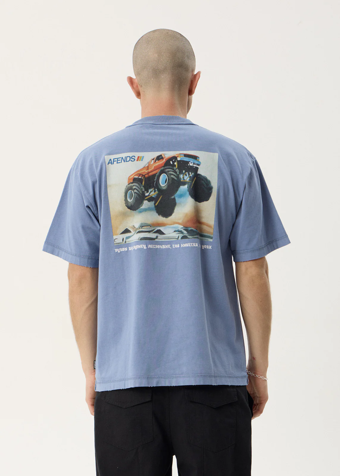 AFENDS Mayhem heavyweight boxy tee - Washed slate blue
