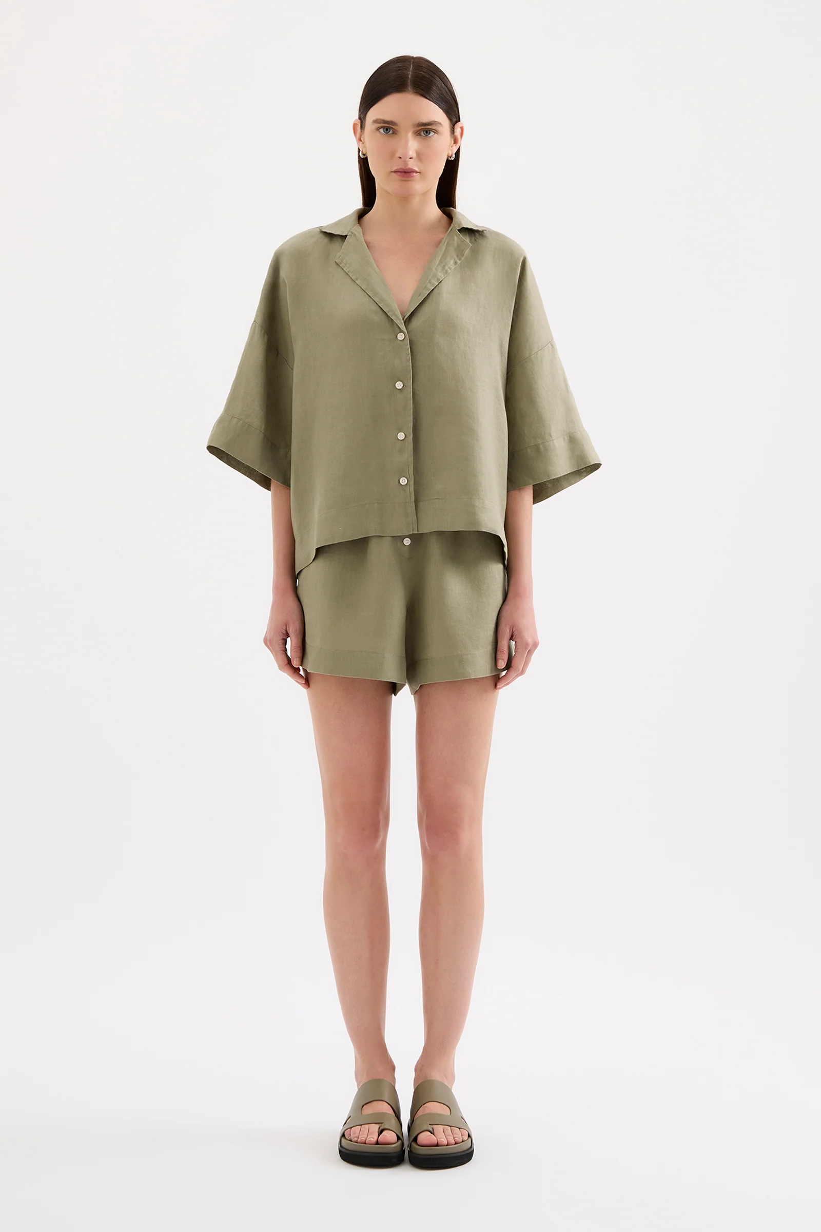 NUDE LUCY Lounge Linen Shirt - Kalamata