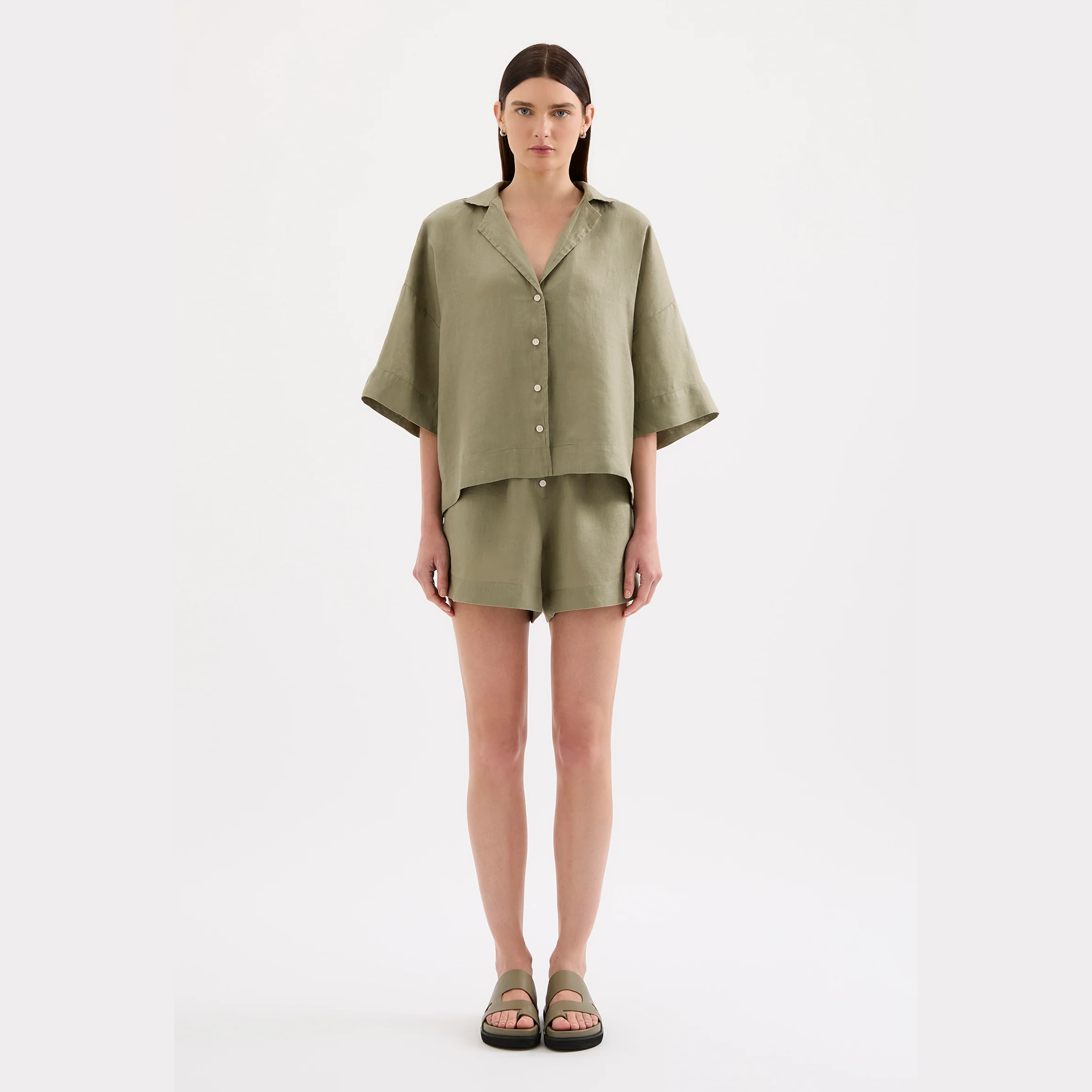 NUDE LUCY Lounge Linen Shirt - Kalamata
