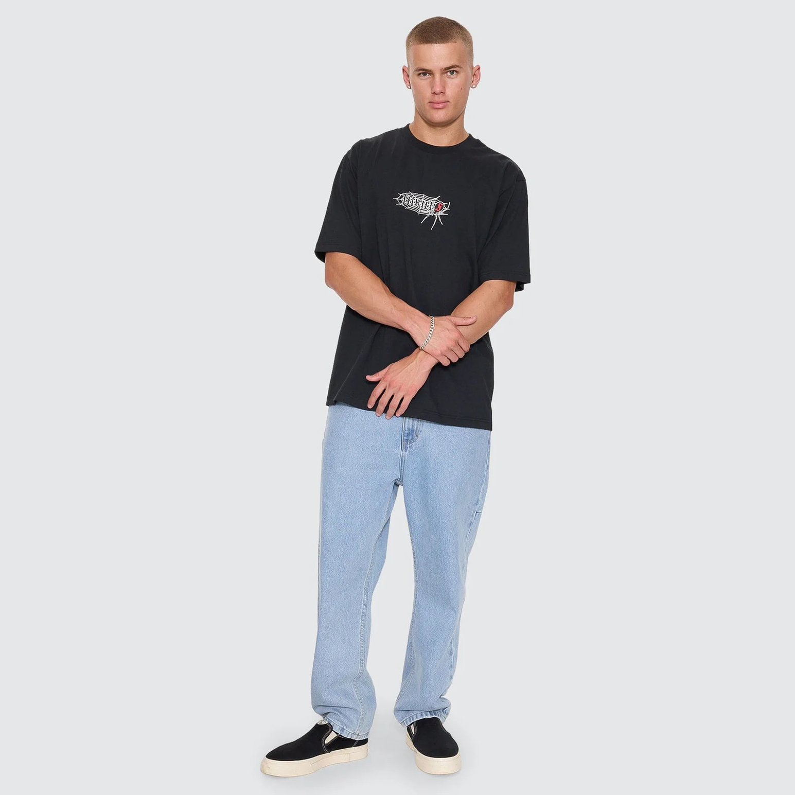Thrills Web Of Deceit Oversize Fit Tee - Washed Black