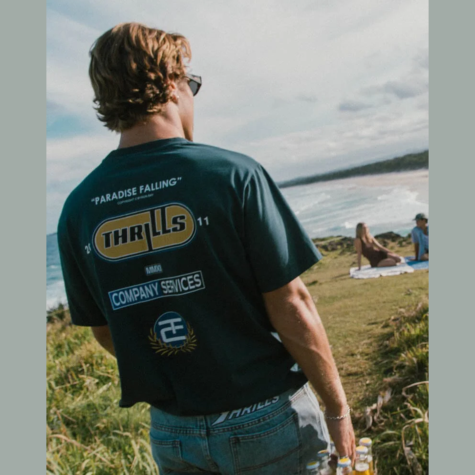 Thrills Paradise Falling Merch Fit Tee - Federal Blue