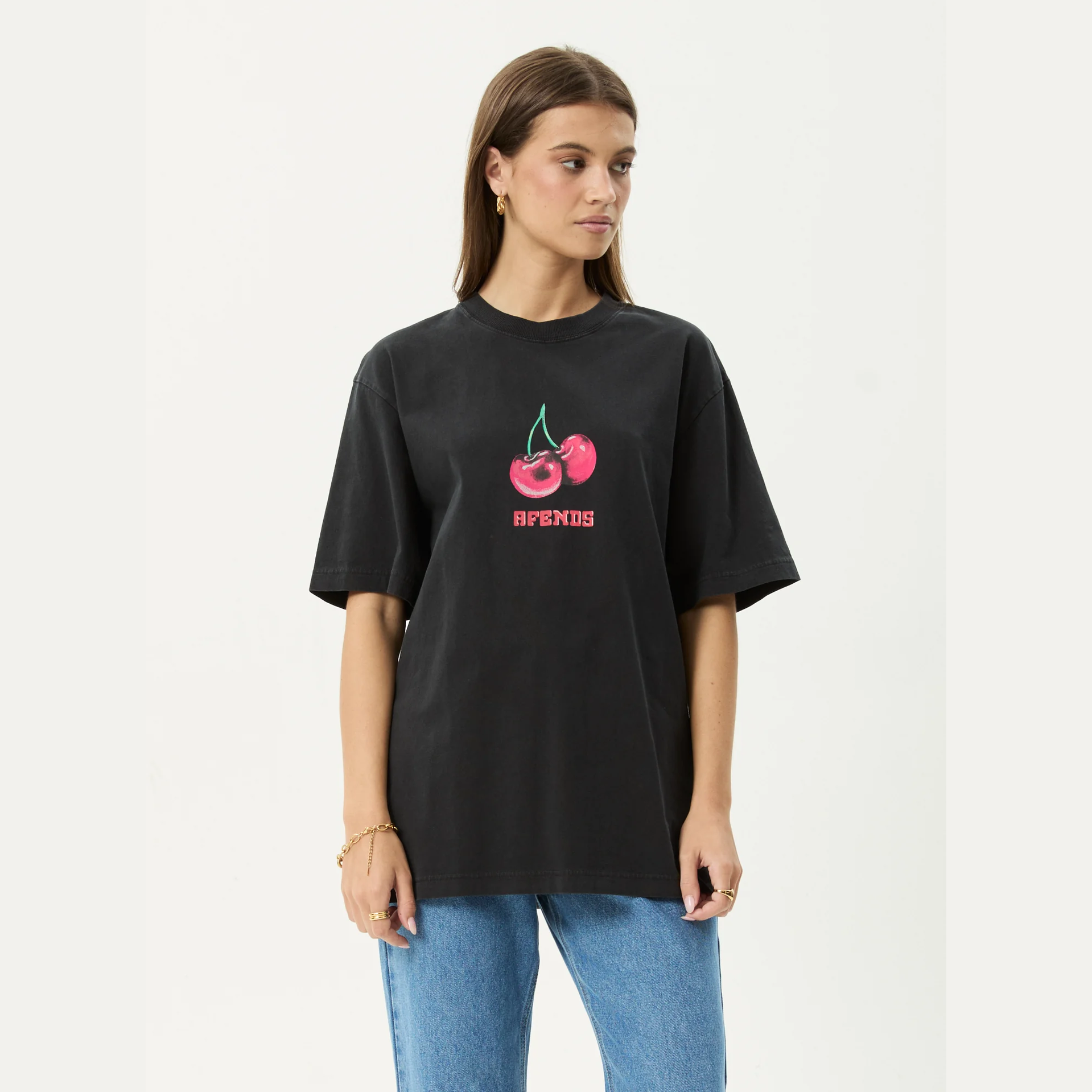 AFENDS Abiza- Retro Tee - Stone black