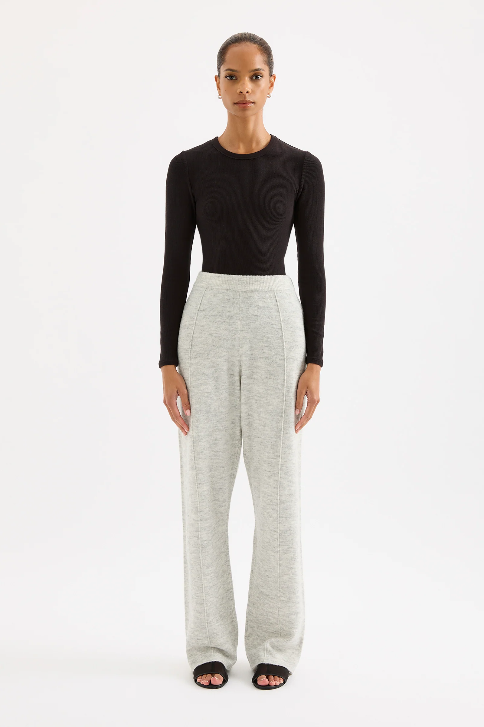 NUDE LUCY Dallas Knit Pant - Grey marle