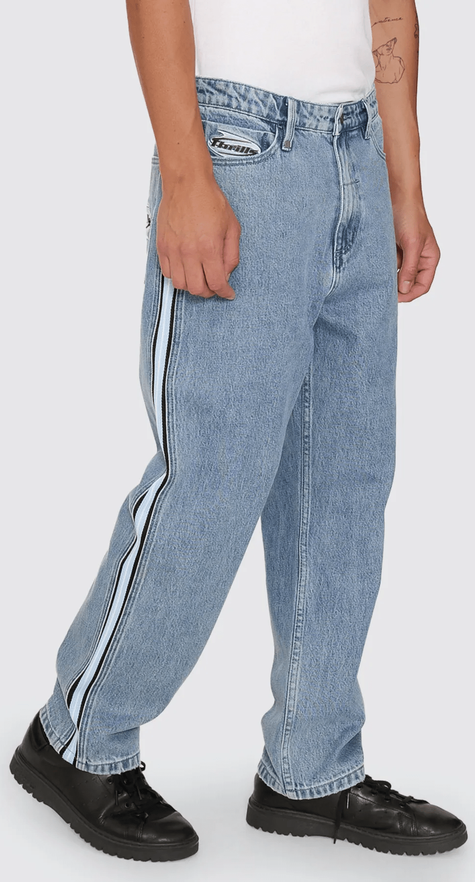 THRILLS Split decisions slacker relaxed denim jean - Vintage stone blue