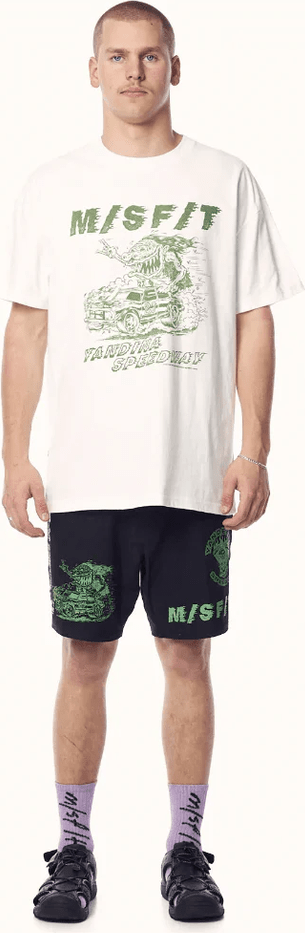 Misfit yandina speedway 50/50 tee - washed white