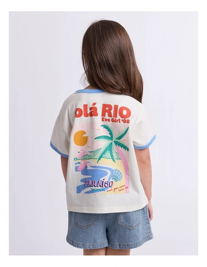 EVE GIRL Vacay ringer tee - Vintage white