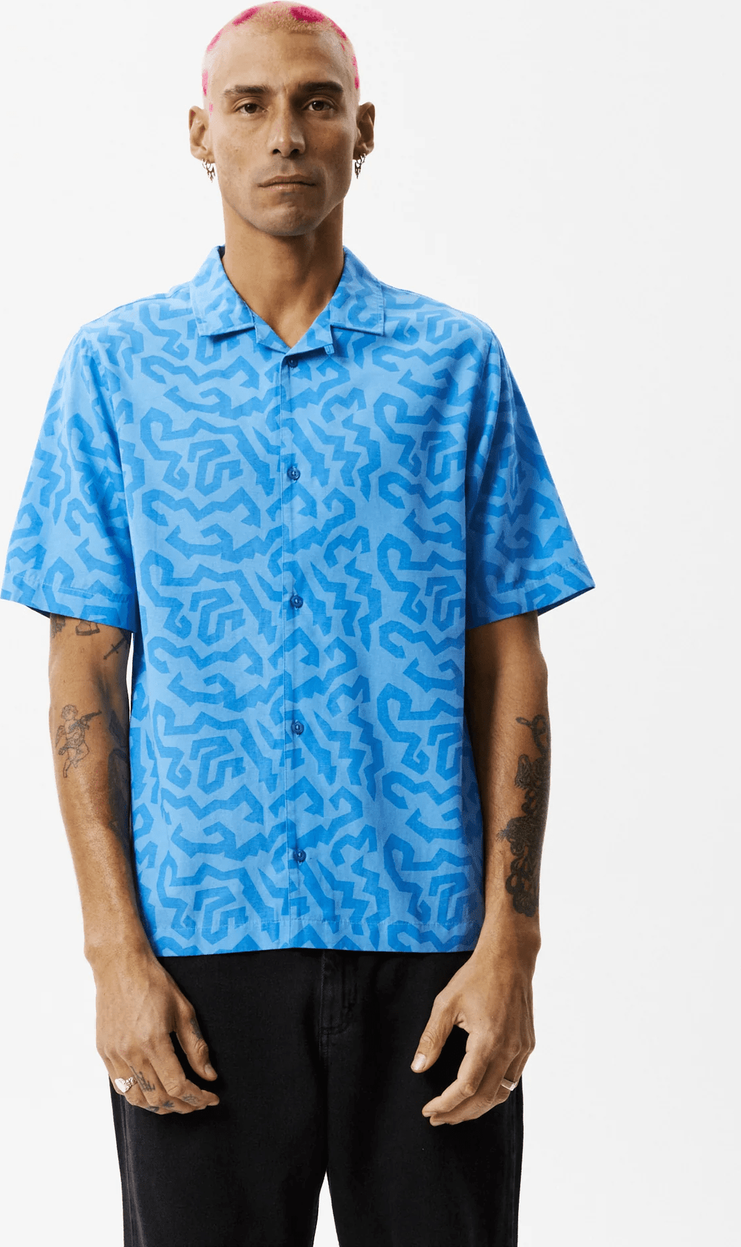 Afends icebergs recycled short sleeve shirt - arctic
