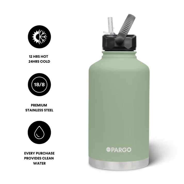 PROJECT PARGO 1890ml Insulated Bottle w/ Straw Lid - Eucalypt green