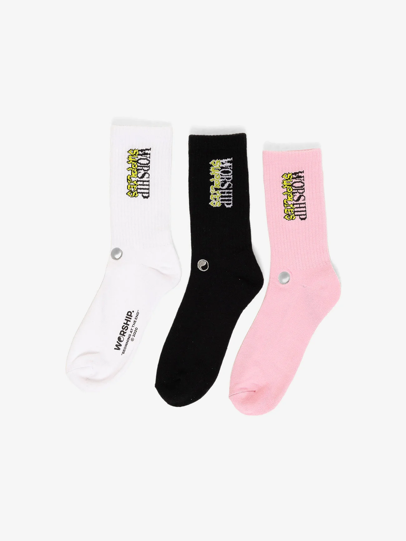 WORSHIP Domination socks 3 pack - White/lilac/black