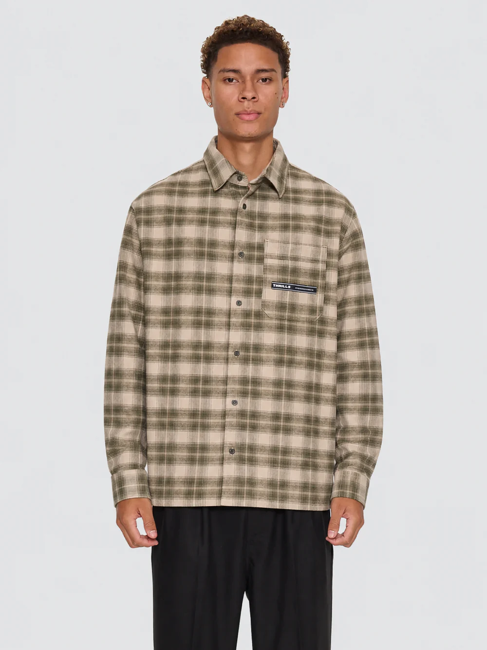 THRILLS Paradise Built Barrio Long Sleeve Flannel Shirt - Military green