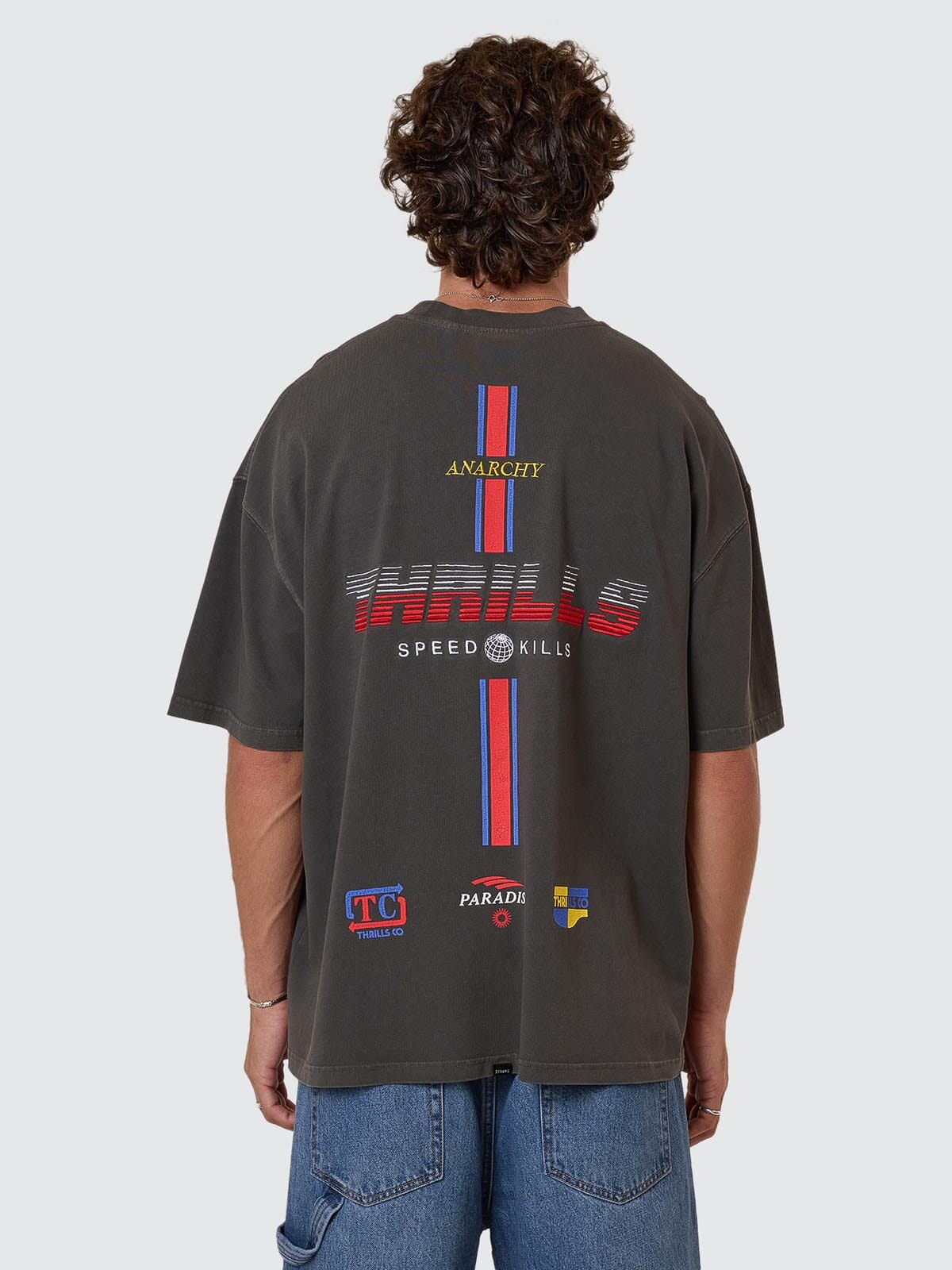 THRILLS Anarchy in paradise box fit oversize tee - Merch black
