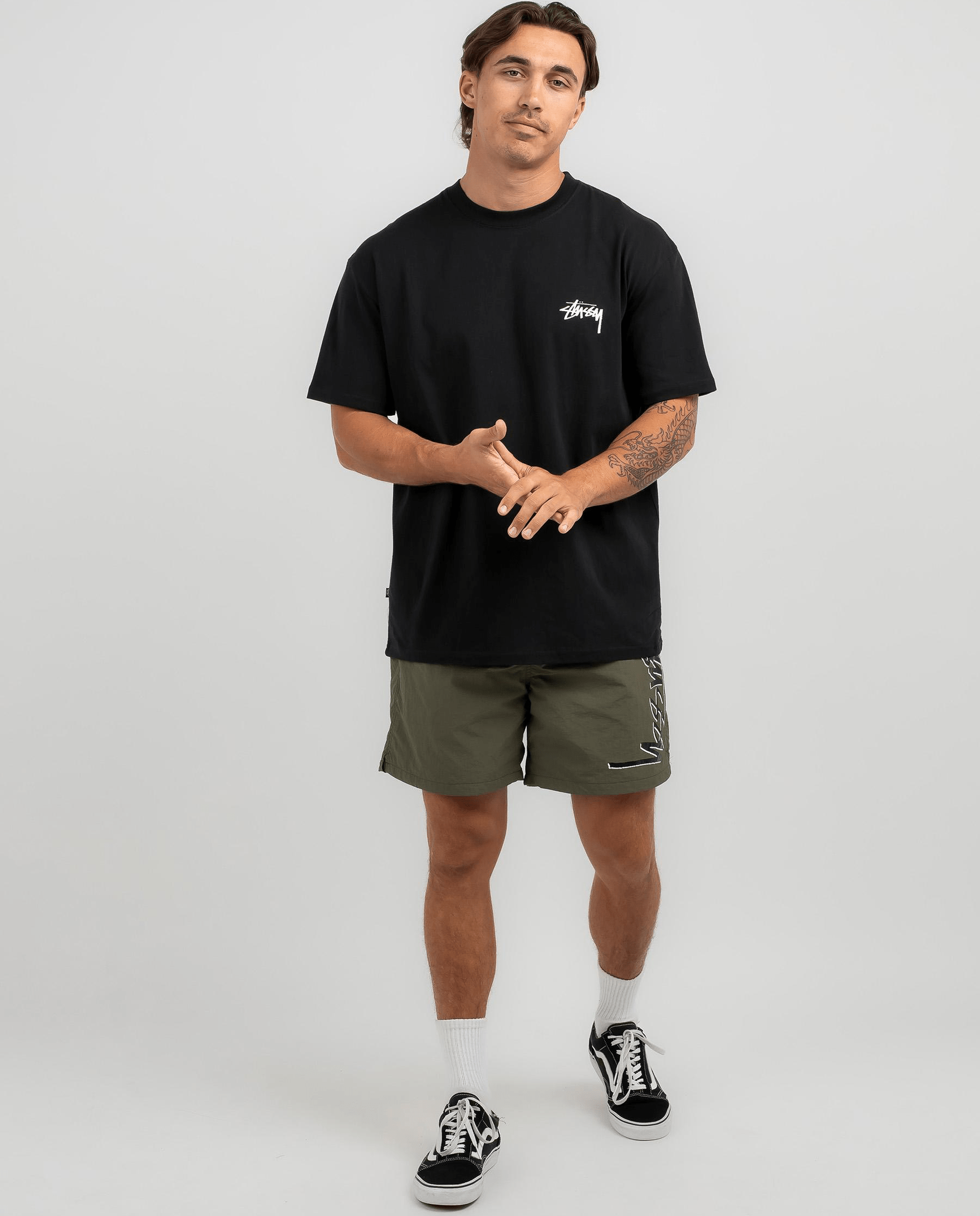 STUSSY bigger stock ss tee black
