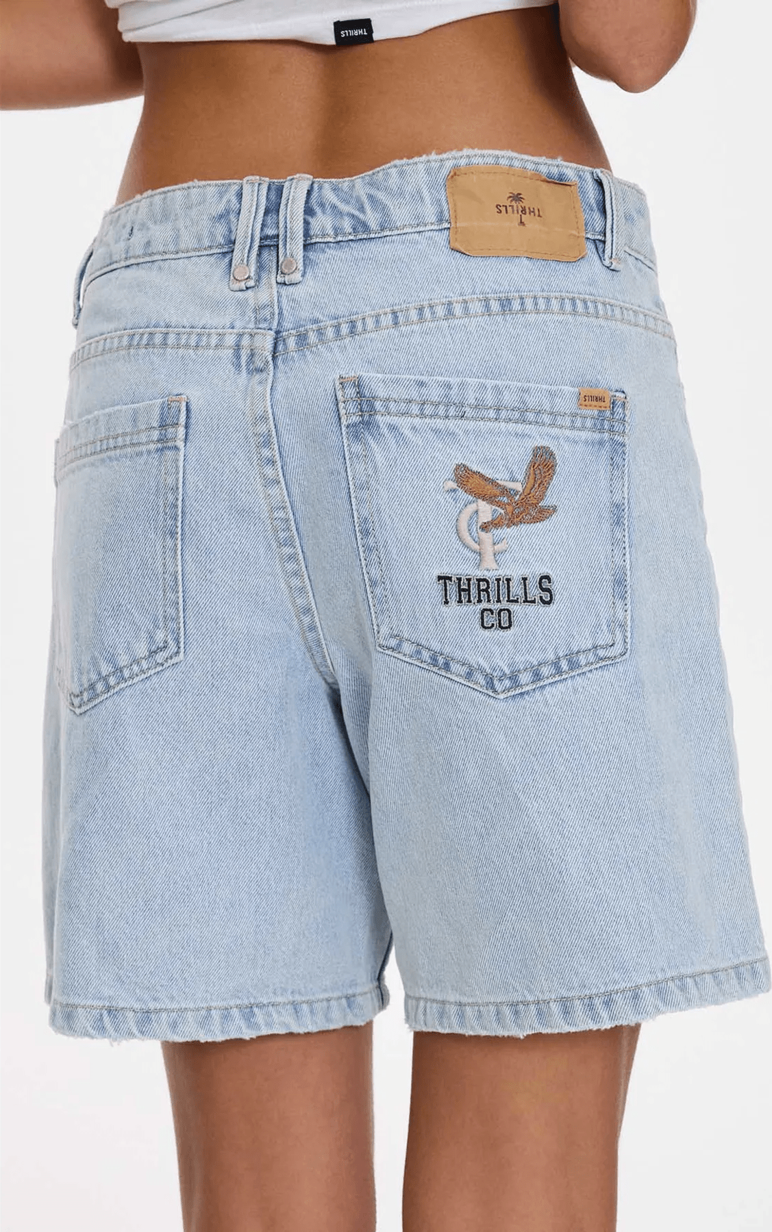THRILLS Billie Low Rise Baggy Embro Short - Serenity Blue