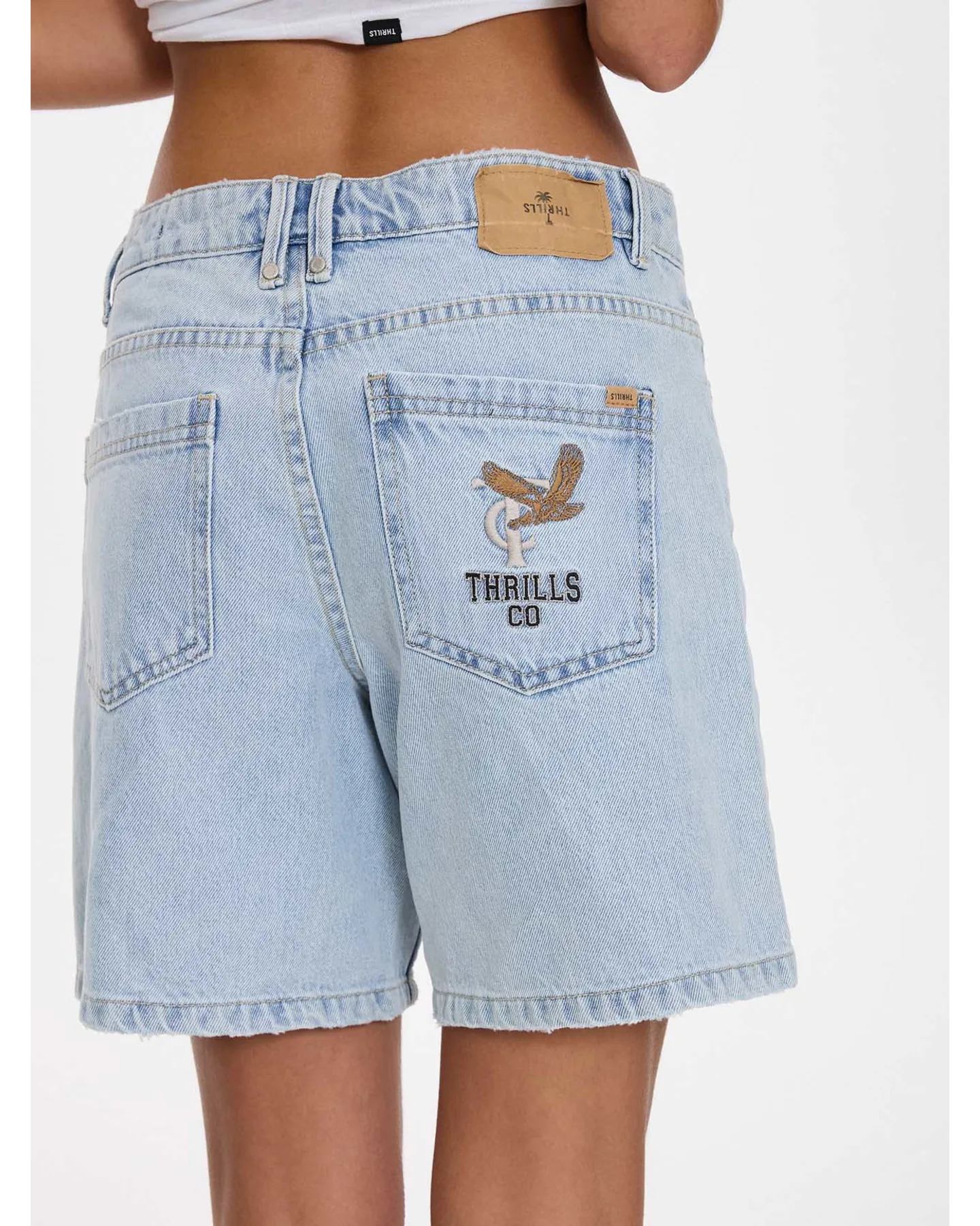 THRILLS Billie Low Rise Baggy Embro Short - Serenity Blue