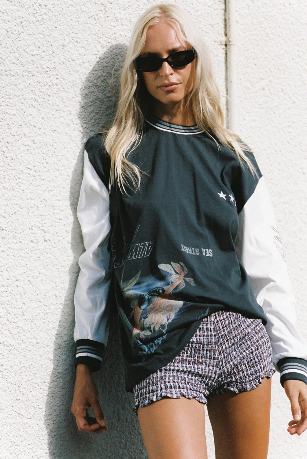 SEA STREET Metallic driver long sleeve tee - Washed black