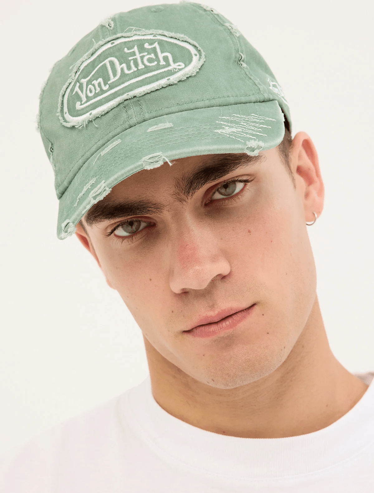 VON DUTCH Distressed Zigzag Dad Cap - Sage