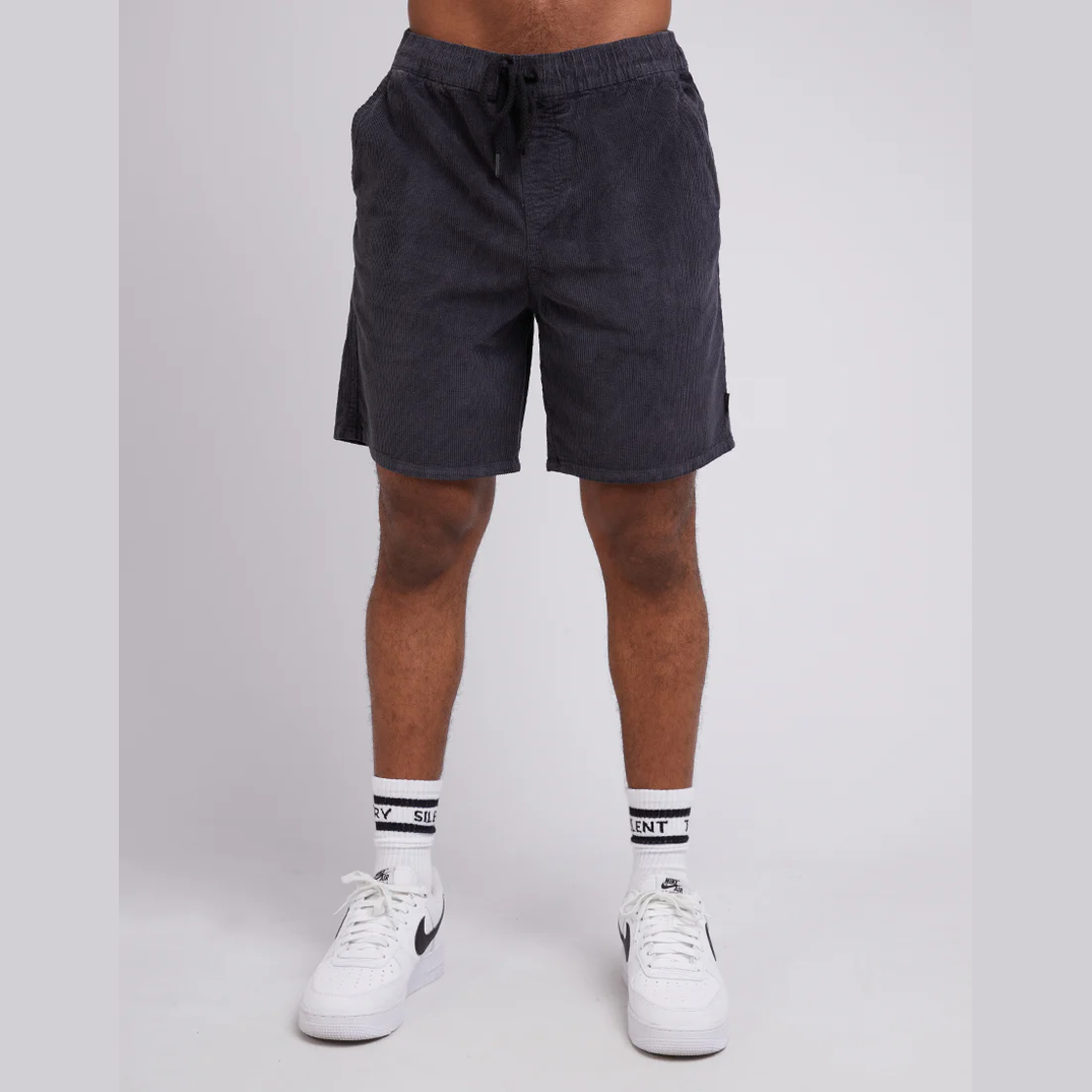 SILENT THEORY Cord short - Washed black