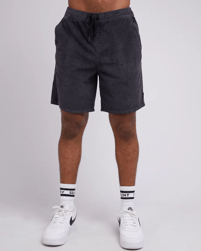 SILENT THEORY Cord short - Washed black
