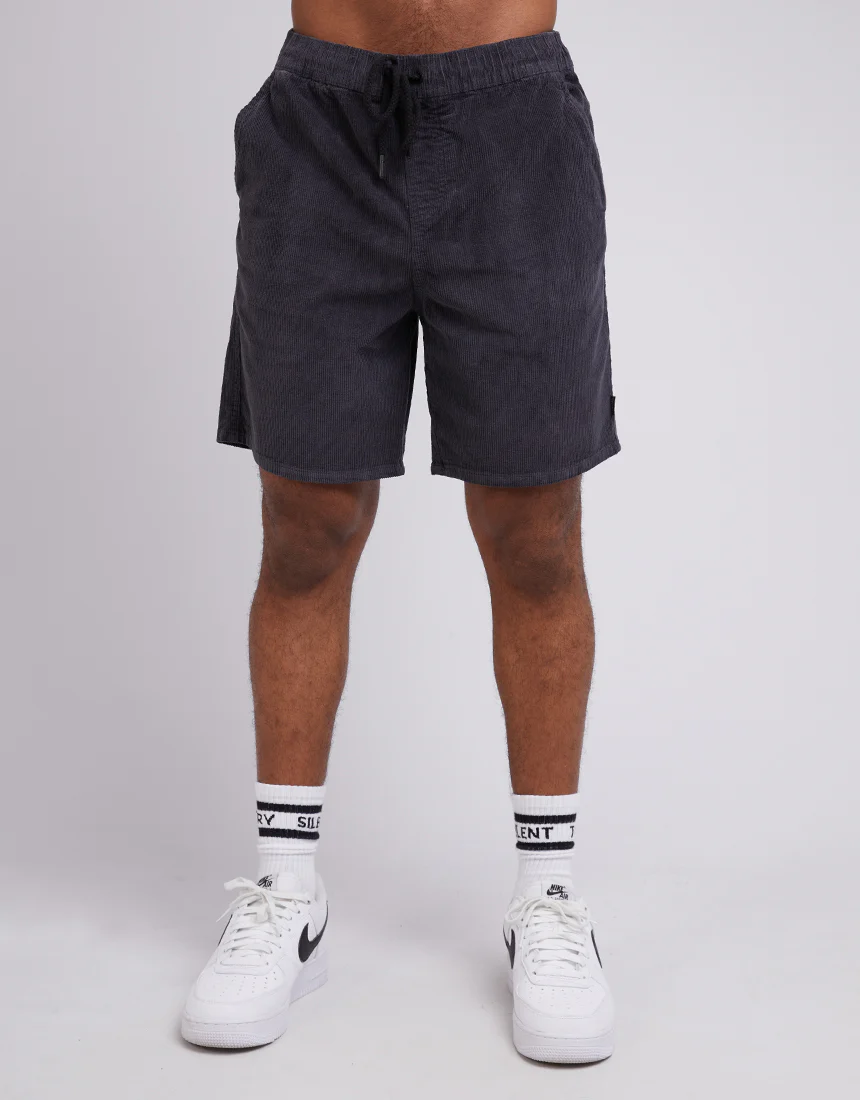 SILENT THEORY Cord short - Washed black