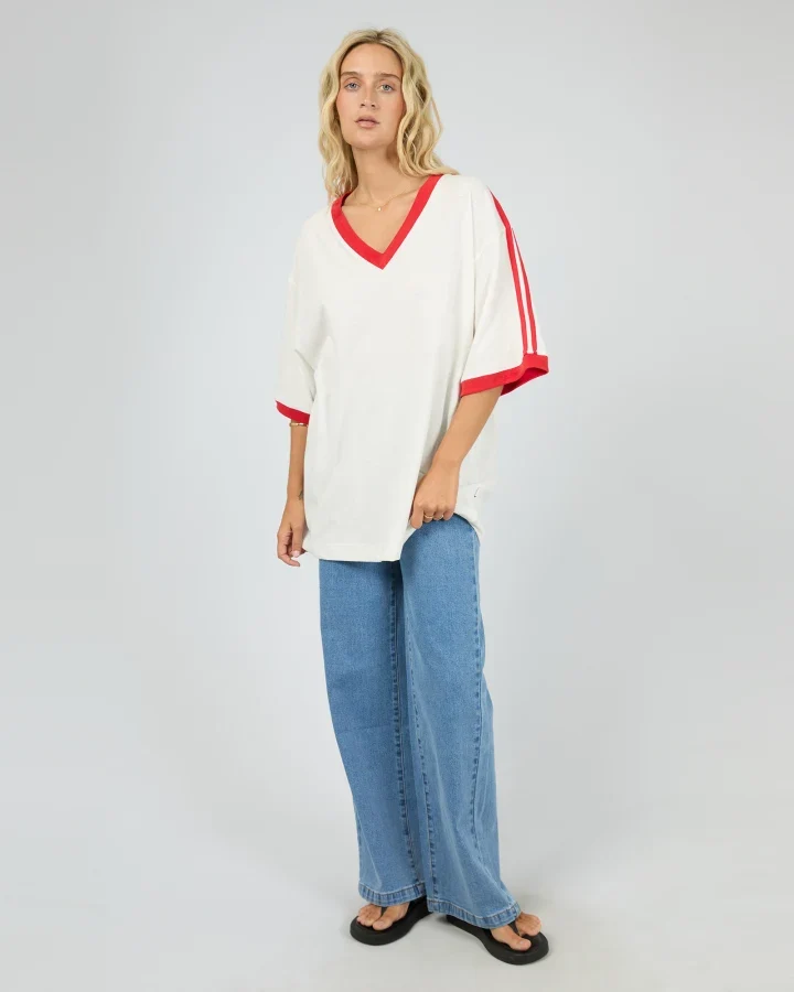ALL ABOUT EVE Zulu V-Neck Tee Vintage White